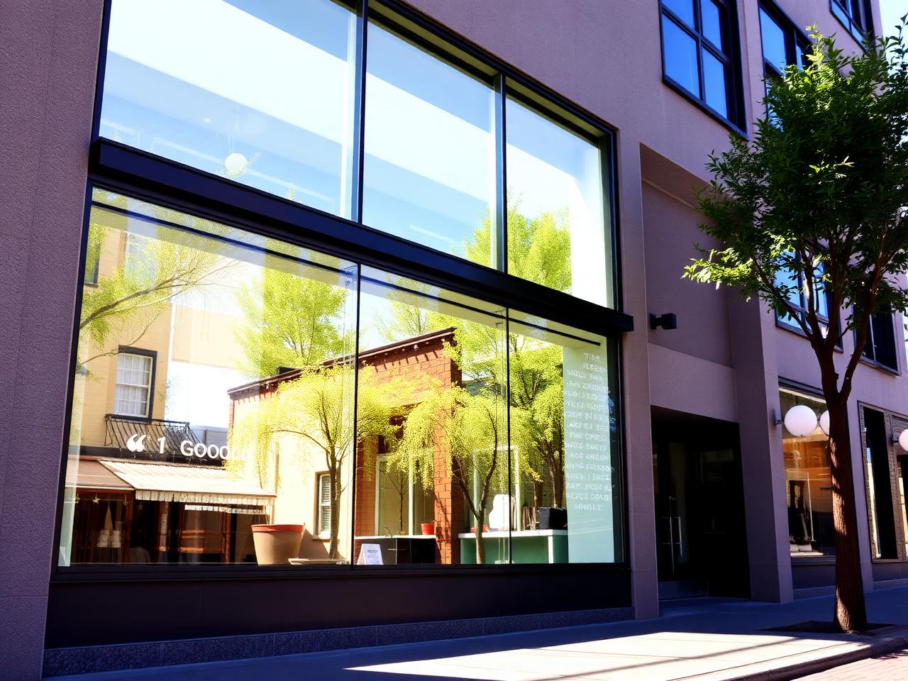 Modern storefront with pristine windows